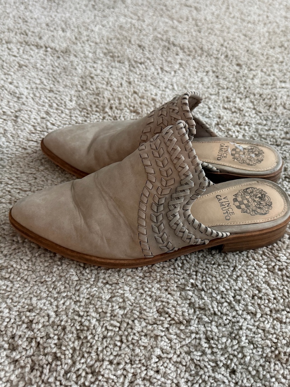 Vince Camuto Sona Leather Mules Light Taupe/Grey Women’s Size 6